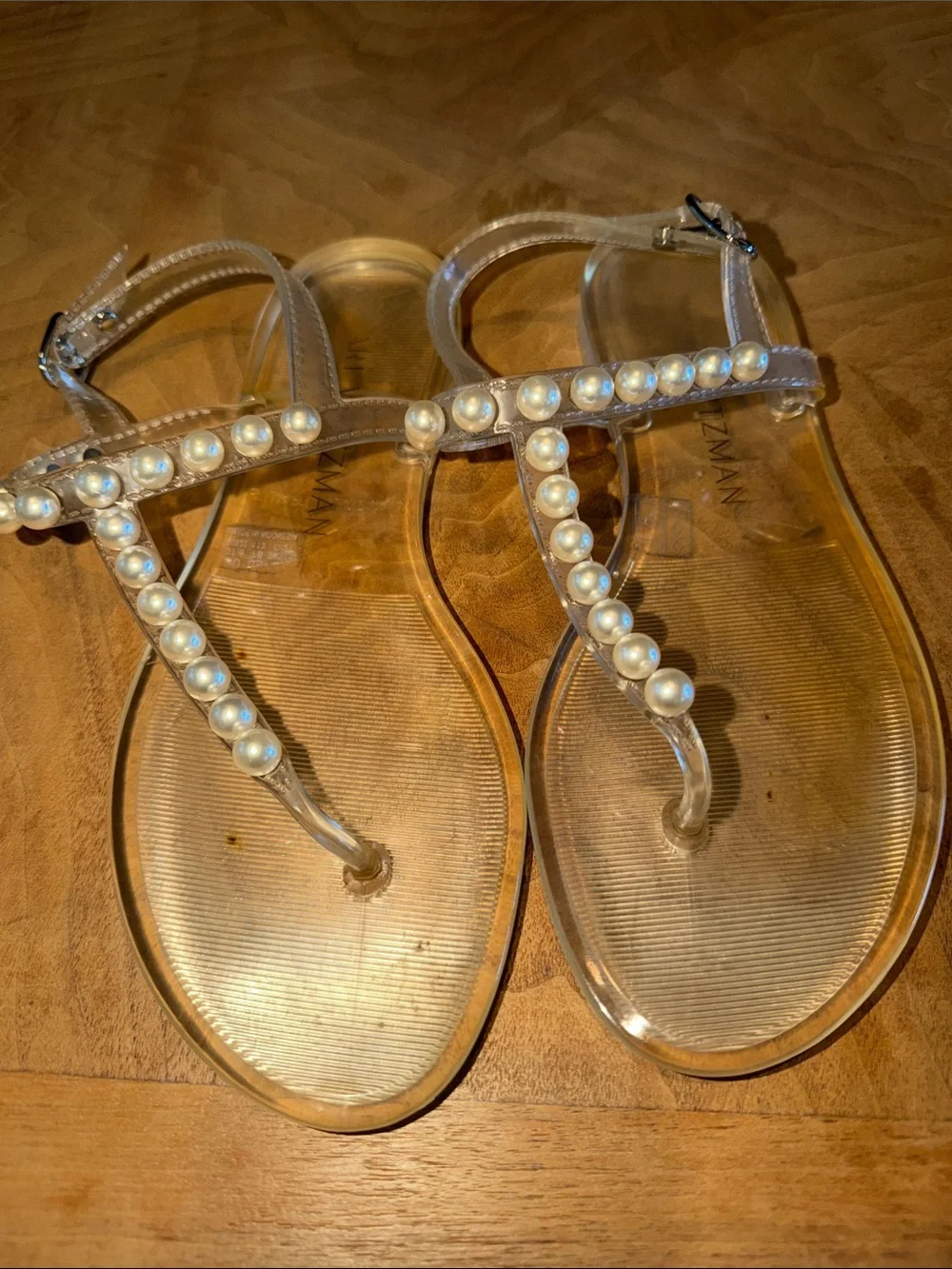 Stuart Weitzman Goldie Pearl Jelly Sandals Size 7